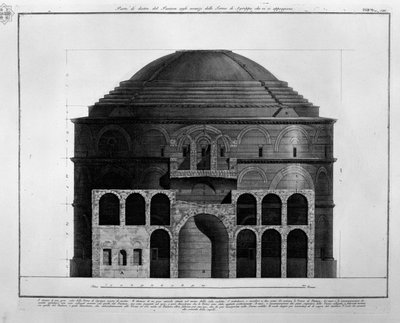 Back part of the Pantheon with the remains of the Baths of Agrippa, which lean against it by Francesco Piranesi